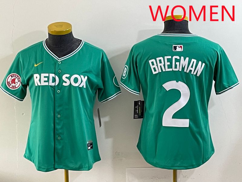 Women 2025 Boston Red Sox #2 Bregman Dark Green Joint Name Nike MLB Jersey style 8